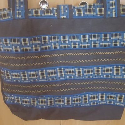 Sac  incrustation carreaux bleu