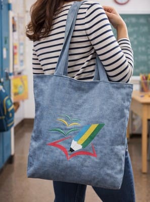 Sac brodé L'envol  "L'Envol Créatif"et sa trousse