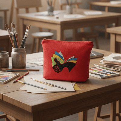 Trousse brodée   L'envol  l’énergie créative