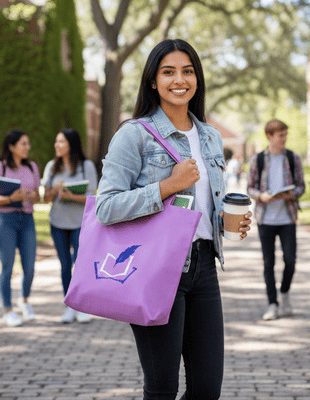 Sac brodé L'envol " plume littéraire " et sa trousse