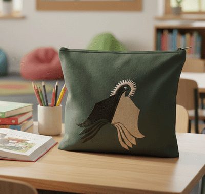 trousse brodée  L'envol  « l’envol de l’esprit"