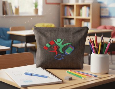 trousse brodée  L'envol  « l’élan du savoir »