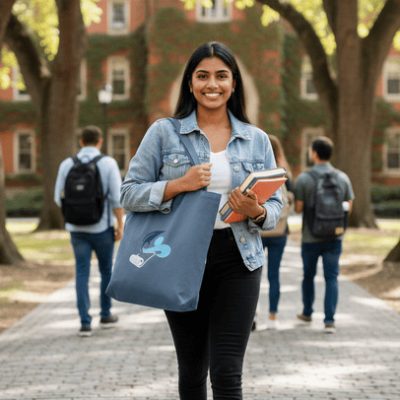 Sac brodé L'envol "plume d'azur"