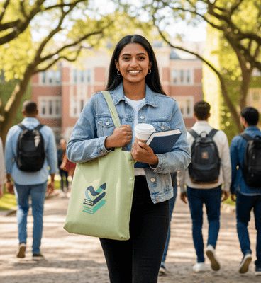 Sac brodé L'envol 'le sommet du savoir"