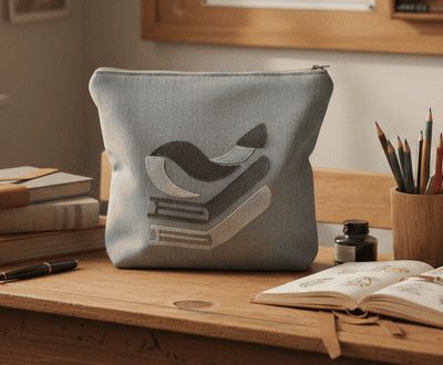 trousse brodée  L'envol "l'ascension du savoir"