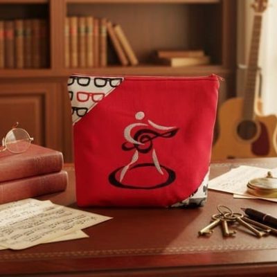 Trousse brodée music "Tempo Écarlate"