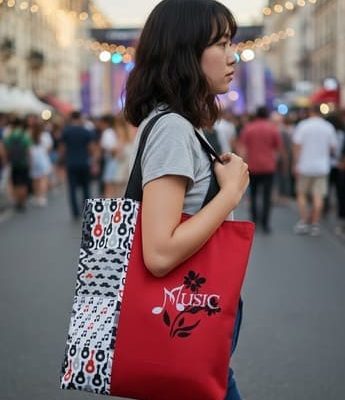 Sac brodé music "Rock en Fleurs"