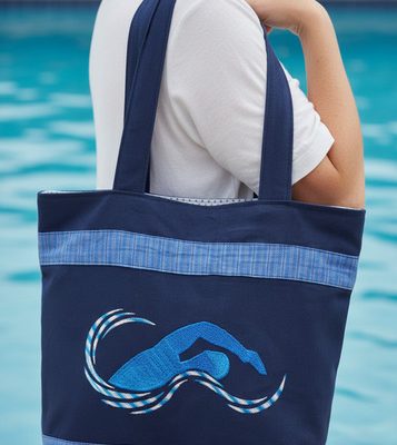 Sac brodé sport "Sillage Bleu"