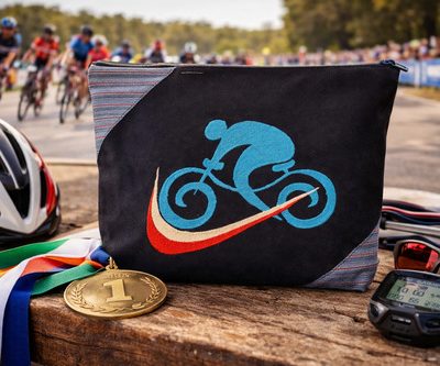 Trousse brodée sport "Échappée Bleue"