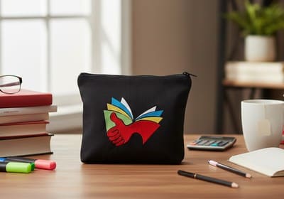 Trousse brodée L'envol empreinte du savoir