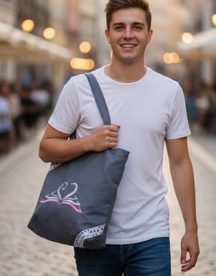 Sac brodé L'envol cœur du savoir et sa trousse