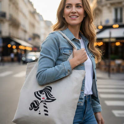 Sac brodé femme « Parisienne Chic »