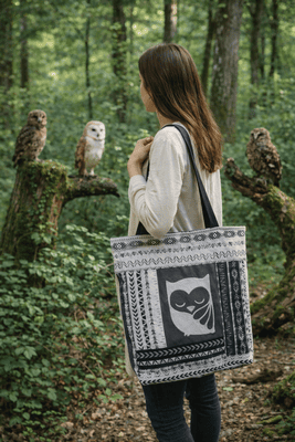 Sac brodé chouette Totem des Bois