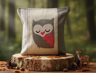 Trousse brodée Cœur de Chouette
