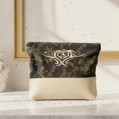 Trousse brodée arabesque Écho-Vert