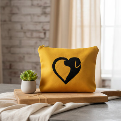 Trousse brodée chien "Cœur Fidèle"