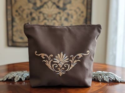 trousse brodée arabesque Sillage d'Argent