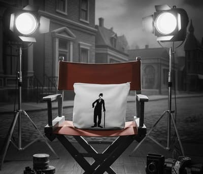 Trousse brodée cinéma charlot le vagabon