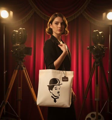 Sac brodé cinéma Muet charlot