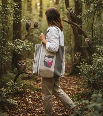 Sac brodé Cœur de Chouette