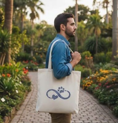 Sac brodé infini " L’Infini Sempiternel" et sa trousse