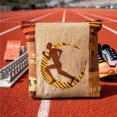 trousse brodée sport "Le Passage de Témoin"