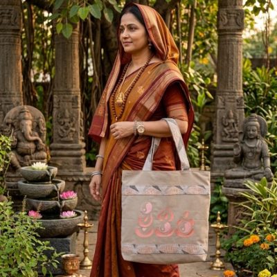 Sac brodé zen "L'Éveil de la Conscience" et sa trousse