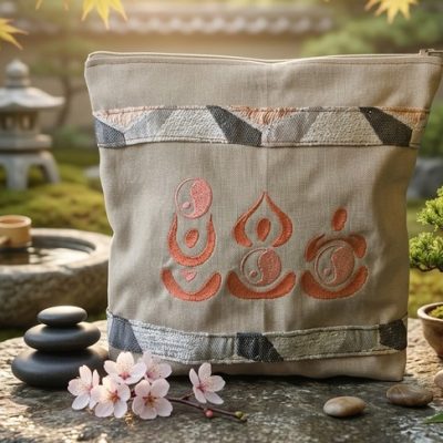 Trousse brodée zen yin yang "L'Éveil de la Conscience"