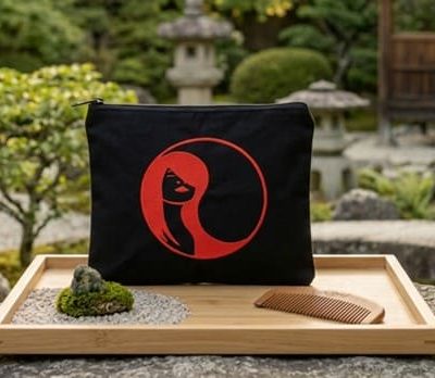 Trousse brodée Yin Yang "L'Harmonie Écarlate"