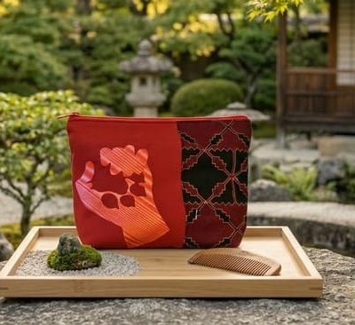 Trousse brodée Ying yang "La Main de Sagesse"