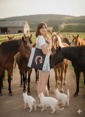 sac brodé cheval L'Âme Cavalière et sa trousse