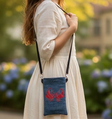 pochette téléphone arabesque rouge