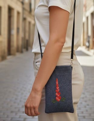 pochette téléphone colonne de cœurs