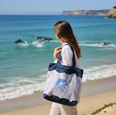 sac brodé Dauphin Horizon Bleu