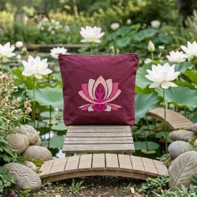 Trousse brodée fleur « Nymphaea Pourpre »