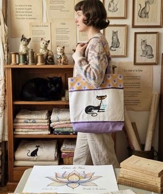 sac brodé chat « Miss Daisy-Cocktail »