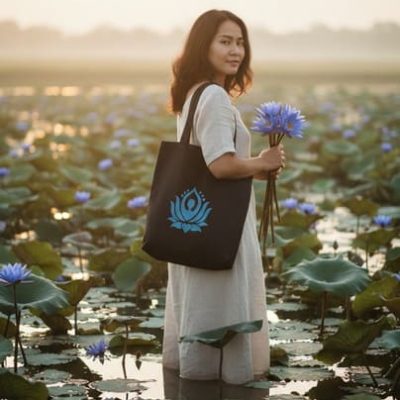 sac brodé fleurs zen "Sérénité de Lotus"