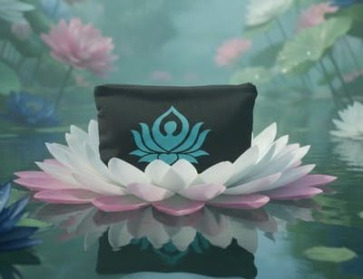 Trousse brodée fleurs zen "Sérénité de Lotus"